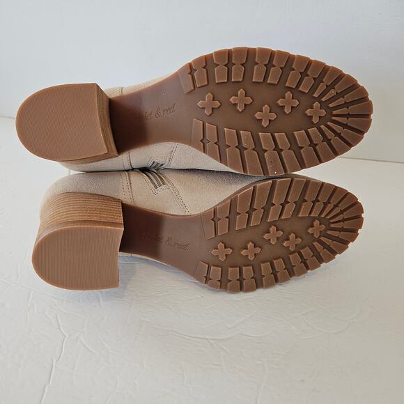 Violet & Red Loaded Knit Cuff Bootie Tan Women's 8 Neutral Casual Fall Western - Picture 6 of 9